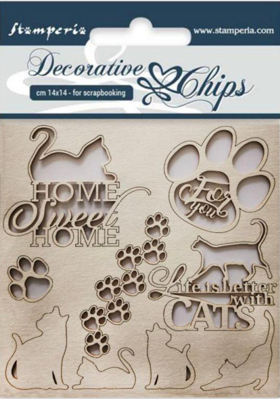 Stamperia Decoratieve Chips - Katten 